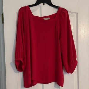 LOFT Vibrant Red Square Neck Blouse